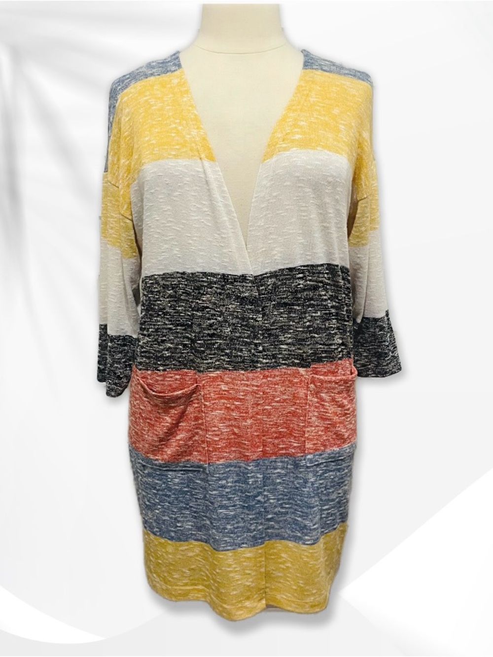 Tribal Jeans Color Block Long Cardigan G/L